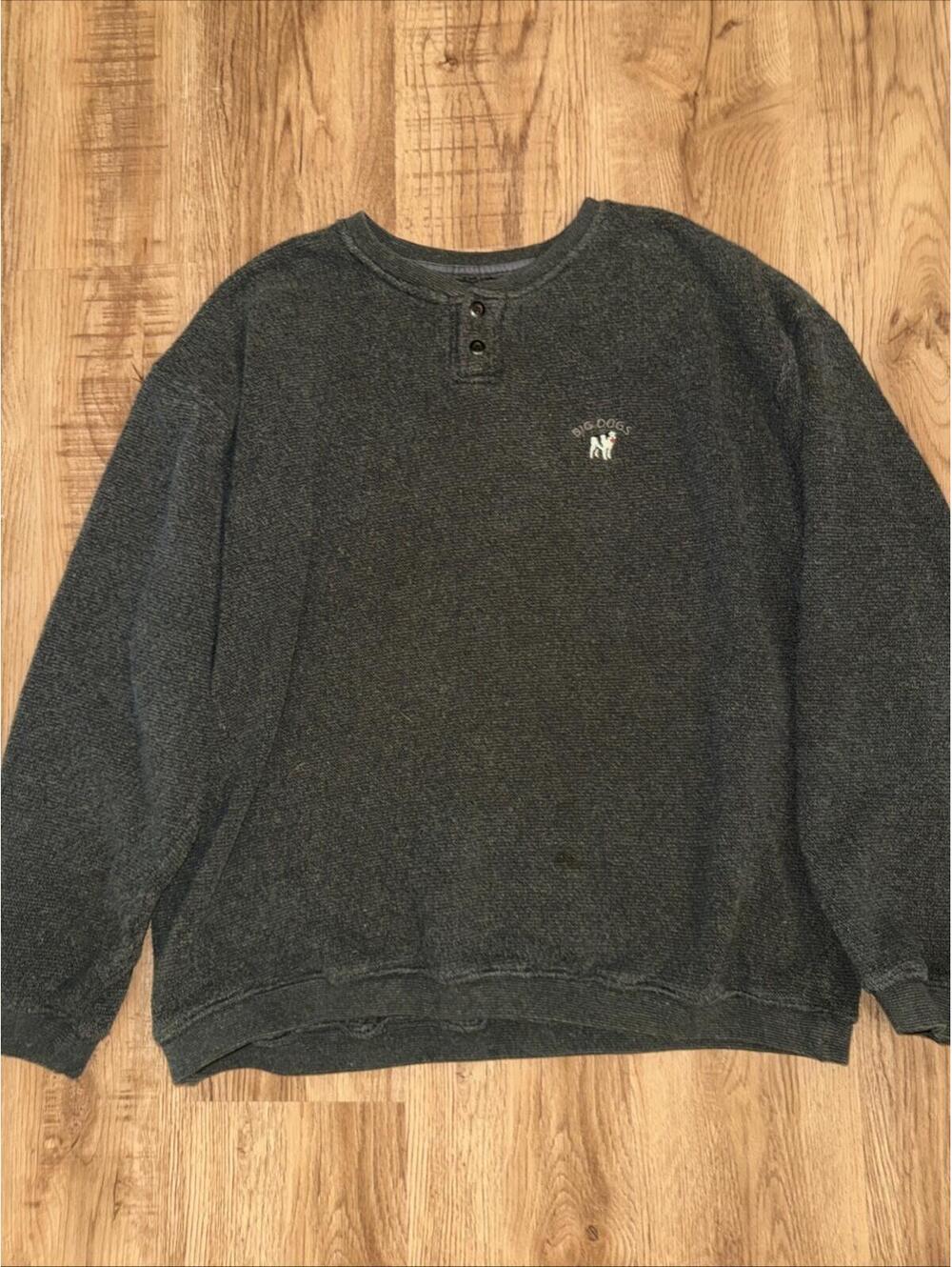 Vintage Big Dogs Sweater, Crew Neck Henley Sweatshirt 2xl